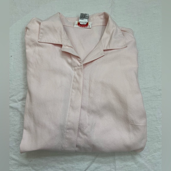 Talbots Tops - Talbots Women's Blouse Diagonal Striped Pink White Button Shirt SZ16 100% Cotton